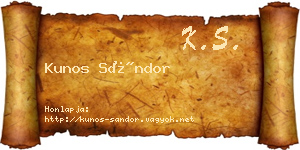 Kunos Sándor névjegykártya